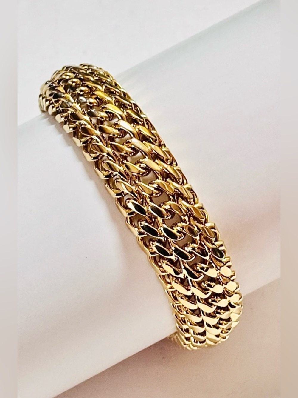 Givenchy Gold Tone Vintage Triple Curb Link Bangle Bracelet - Picture 3 of 5